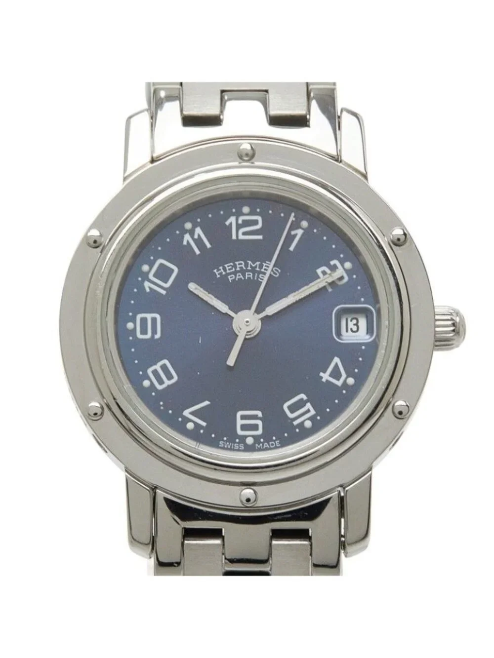 Hermes Clipper Watch Navy Silver Stainless Steel